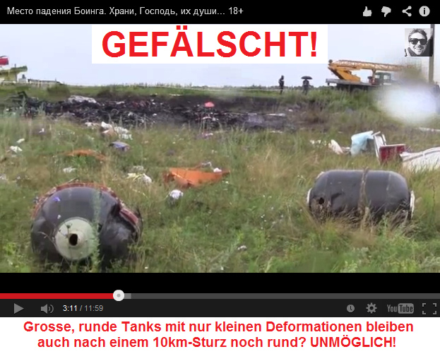 Zwei kleine Tanks liegen da, nur einer mit
                        einer kleinen Deformation - grosse, runde Tanks
                        mit nur kleinen Deformationen bleiben auch nach
                        einem 10km-Sturz noch rund? UNM�GLICH! - alles
                        Fake! - GEF�LSCHT!