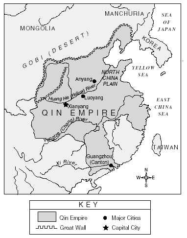 Die
                        markante Nordgrenze der Qing-Dynastie mit der
                        "Chinesischen Mauer"