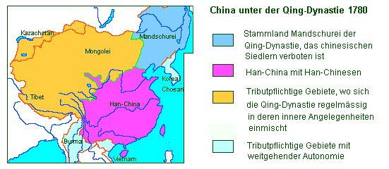 Karte
                          von China mit der Struktur der Qing-Dynastie
                          1780
