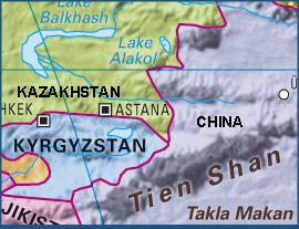 Karte: Position des Tien-Shan-Gebirges