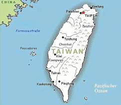 Karte: Taiwan und Pescadores-Inseln