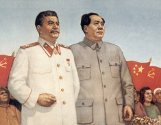 Personenkult von Mao und Stalin 1950
                              zusammen: Gem�lde in �l auf Leinwand,
                              unbekannter Maler