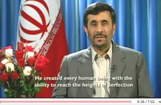 Ahmadinejad Christmas speech 2008: He created every human being with the ability to reach the heights of perfection