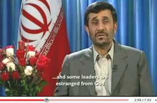 Ahmadinejad Christmas speech 2008: ... and some leaders are estranged from God.