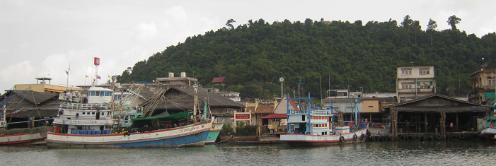 Fischerdorf in
                    S�d-Thailand. Weiterbildung? Nur im Fischen.