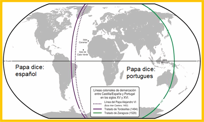 El terror del Vaticano gay:
              define un mapa mundial con la l�nea de Tordesillas de 1494
              y con la l�nea de Zaragoza de 1529