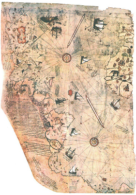 mapa mundial de Piri Reis, el Atl�ntico con las
                costas