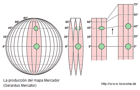 Mapa mundial con la proyecci�n
              de Mercator 01, la producci�n del mapa