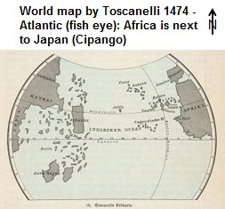 Mapa de Toscanelli 1474 - eso fue
                                  el mapa de Colombo mostrando Jap�n al
                                  otro lado del Atl�ntico...
