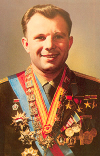 Gagarin
                            cult: Gagarin's "Soviet"
                            decorations for a parachute jumper who was
                            at a certain point of time on the
                            "right" line.