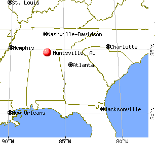 Map: Positions of
                        Huntsville, New Orleans and Jacksonville.