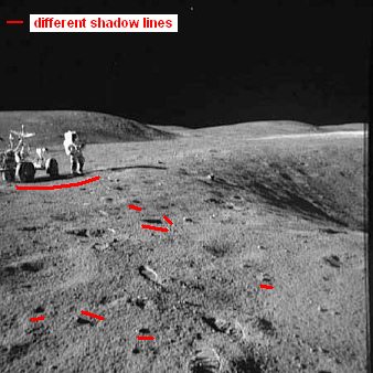 Apollo 16, photo no. AS16-109-17789:
                              Station 1, astronaut Young at the
                              "moon car" in the stony desert,
                              chaos of shadows