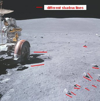 Apollo 16, photo no. AS 16
                                      -177-18819: astronaut Young at
                                      "Lunar Rover Vehicle",
                                      chaos of shadows