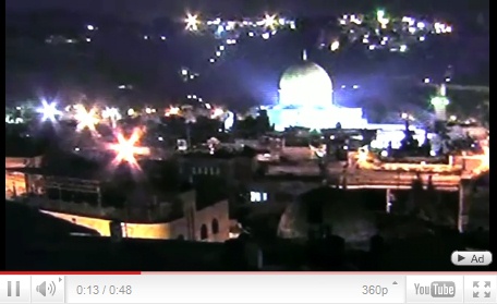 Video 03:
                    Bfo (Ufo) �ber Jerusalem, 28.1.2011 (02), der
                    Felsendom wird von schr�g oben von rechts her
                    angestrahlt