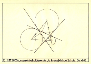 Figur 10: Die Aussenwinkelhalbierenden
                          und die Ankreise, 11.11.1977