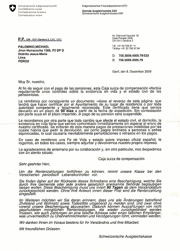 Existenzbest�tigung f�r die
                          IV-Kasse Genf (01)