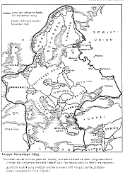 Karte
                              der Achsenm�chte 1942. Die Achsenm�chte
                              stehen im aussichtslosen Zweifrontenkrieg,
                              und der Hitler-Trottel lehnt jeden
                              Mittelweg ab...