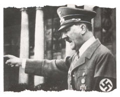 Hitler-Rede mit
                                  Richtungszeig
