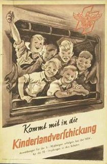 Plakat im 3R "Kommt mit in
                                  die Kinderlandverschickung", ab
                                  1942