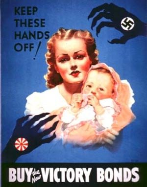Plakat in den "USA"
                                "Buy Victory Bonds"
                                ("Kauft Siegesanleihen"),
                                1942-1945