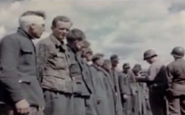 Rhine meadow camp, queue with German
                          soldiers 02