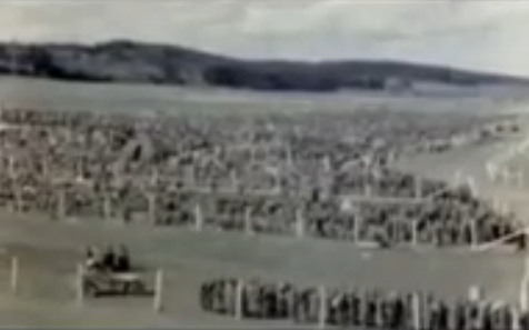 Jeep guard ready for the chase of people trying a
                  flight in a Rhine meadow camp