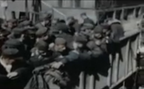Arrival of German soldiers in a lorry like
                        animals