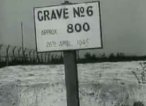 Alleged
                  mass grave in Bergen Belsen N� 6 with about 800 deads