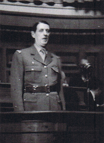 Charles de Gaulle at a radio speech on
                        December 4, 1945