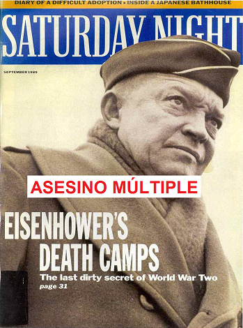La revista "Saturday Night" en
                  septiembre 1989 con la historia principal "Los
                  campos de la muerte de Eisenhower"
                  ("Eisenhower's Death Camps"), tapa