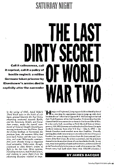 Los campos de la muerte de Eisenhower
                        (Eisenhower's Death Camps), revista Saturday
                        Night, septiembre 1989, página 31