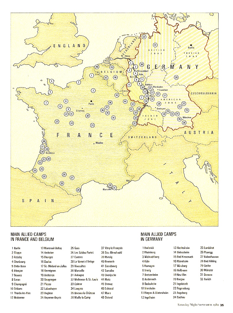 Campos de la muerte de Eisenhower
                        (Eisenhower's Death Camps) , mapa con los campos
                        de la muerte en Alemania, B�lgica y Francia
