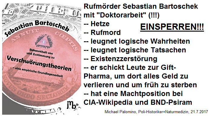 Die
                    Doktorarbeit von Dr. Rufm�rder Sebastian Bartoscheck
                    mit systematischer Volksverhetzung mit dem Wort
                    "Verschw�rungstheorie"
