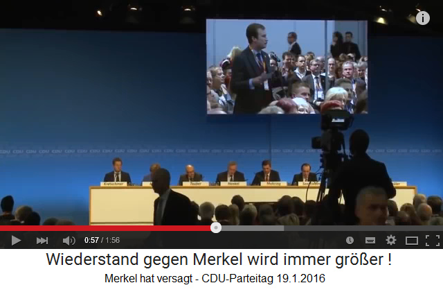 Widerstand in der CDU
                        w�chst: Merkel hat versagt - CDU-Parteitag
                        19.1.2016