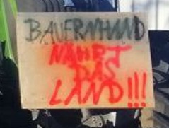 Demo der Bauern am
                    8.1.2024: Plakat: Bauernhand n�hrt das Land