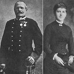Alois Schickelgruber and Klara Poelzl,
                            Hitler's parents in 1890 appr. This is the
                            third marriage of Schickelgruber. According
                            to some indications Klara is the niece of
                            Alois.