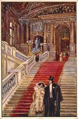Vienna,
                          teatro "Burgtheater" 02, escalera de
                          fiestas en 1910 apr.