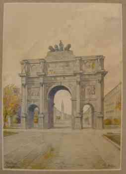 Hitler watercolor with a triumphal
                              arch in Munich, 1913 appr.