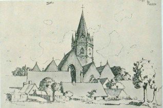 Hitler drawing of the church in
                              Ardoye in Flanders, 1917