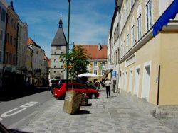 Braunau, birthplace of Hitler is a
                              home for disabled persons with a monument
                              before