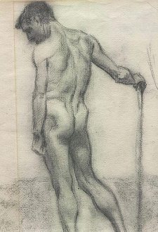 Adolf Hitler: Male nude, pencil
                                drawing as application work (01)