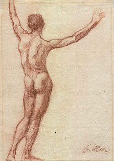 Adolf Hitler: Male nude, pencil
                                drawing as application work (02)