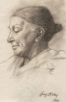 Adolf Hitler: Woman, profile,
                                pencil drawing from 1908