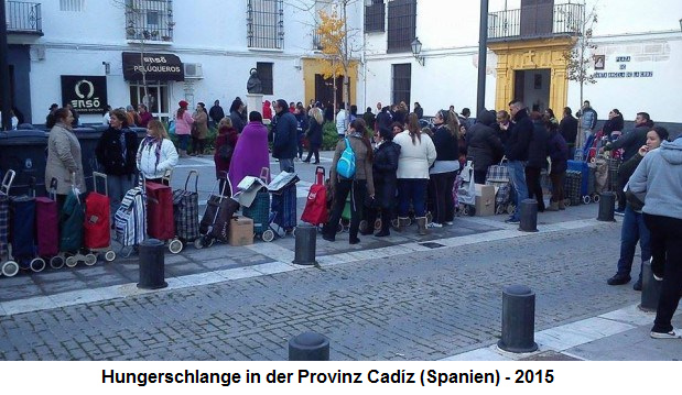 Hungerschlange in der Provinz Cadiz, Spanien 2015