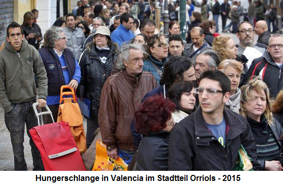 Hungerschlange in Valencia im Stadtteil Orriols
                2015