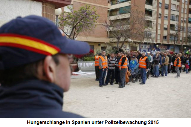 Hungerschlange in Spanien unter Polizeibewachung
                2015