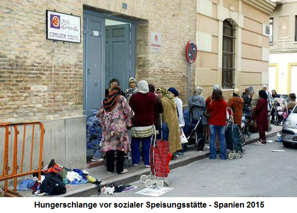 Hungerschlange vor einer sozialen Speisungsst�tte
                "Comedor social", Spanien 2015