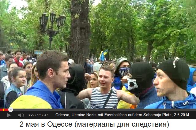 Sobornaja-Platz in Odessa am 2. Mai
                        2014, da sind haufenweise Nazis mit Sturmmtzen