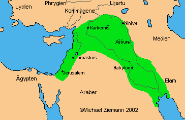 Karte des
                        Nebukadnezar-Reichs um 590 v.Chr.