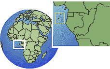 Karte: Position der Sklaveninseln Sao Tome
                      Tom� und Principe f�r Portugals Kolonialismus
